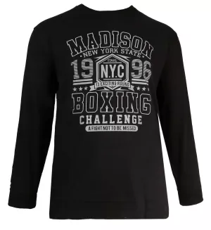 T-shirt long MADISON noir imprimé boxe