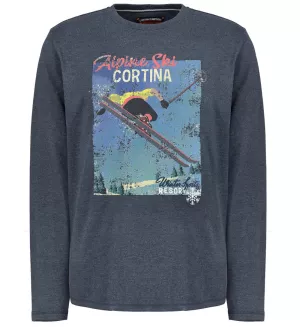 T-shirt manches longues bleu Insignia ski Cortina