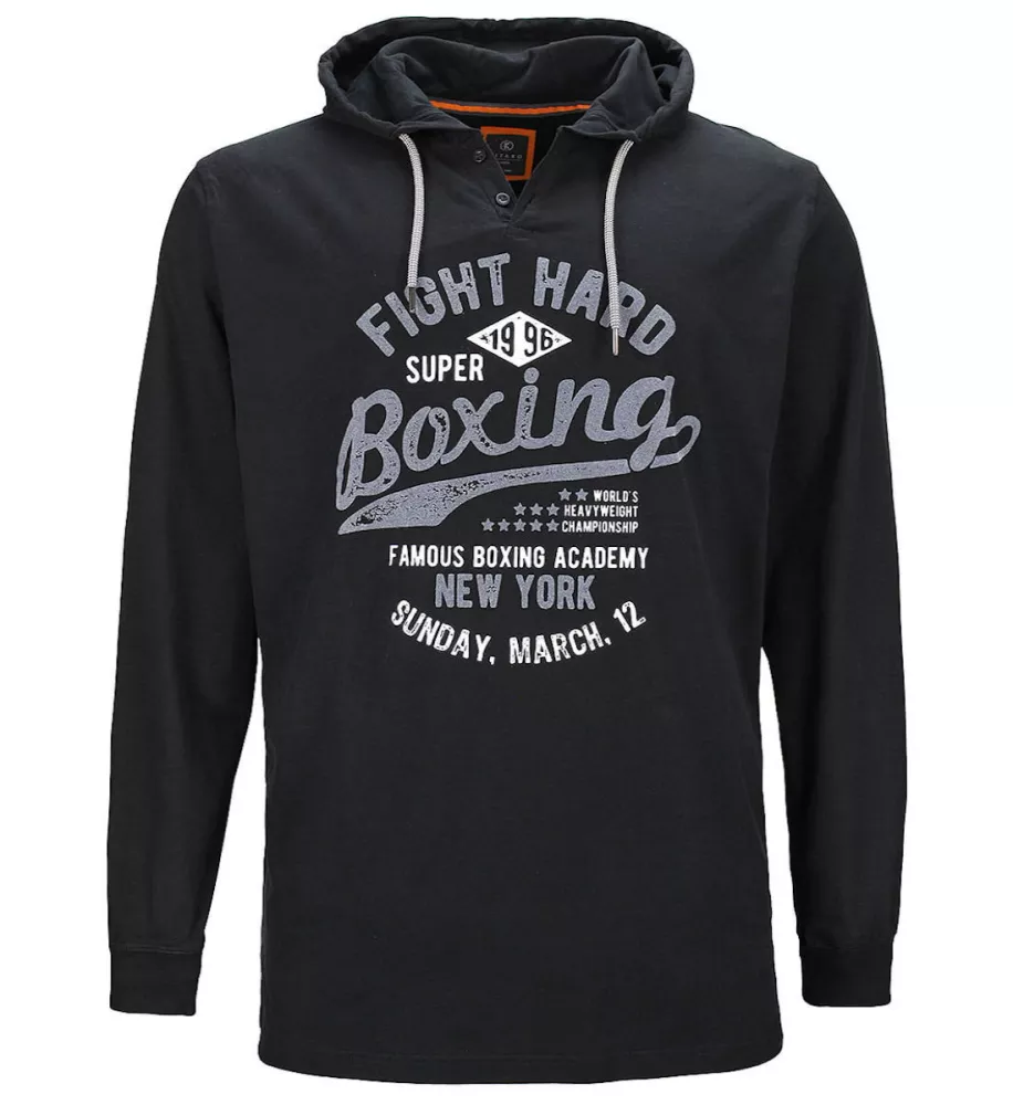 T-shirt capuche Boxing noir imprimé NY-3XL