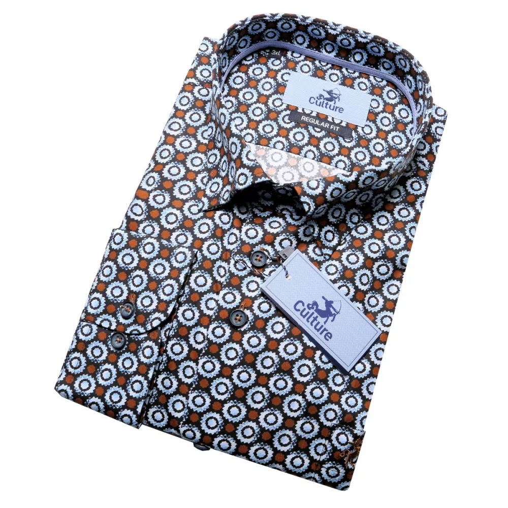 Chemise imprimée Culture Brun chic-4XL