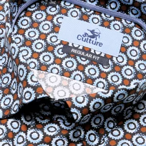Chemise imprimée Culture Brun chic-4XL