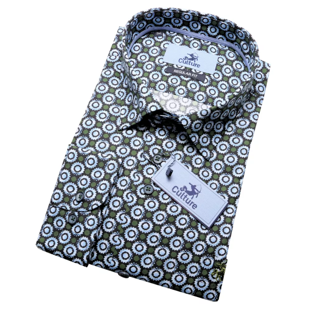 Chemise imprimée Culture vert chic-6XL