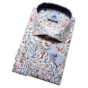 Chemise lin Motif floral manche longue de 3XL à 6XL