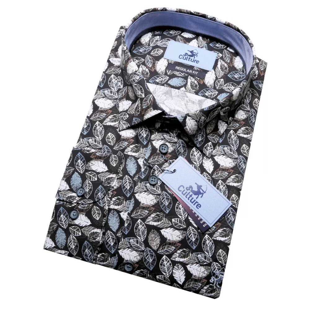 Chemise gris anthracite manche longue de 3XL à 6XL-5XL