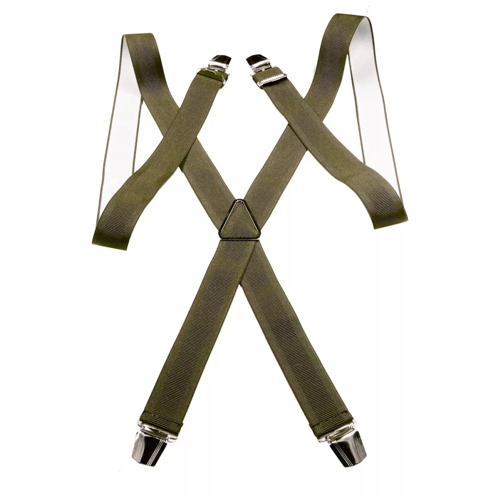 Bretelle XL à pince de couleur Vert army 35mm de large--