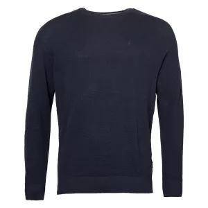 Pull col rond uni bleu marine coupe confort