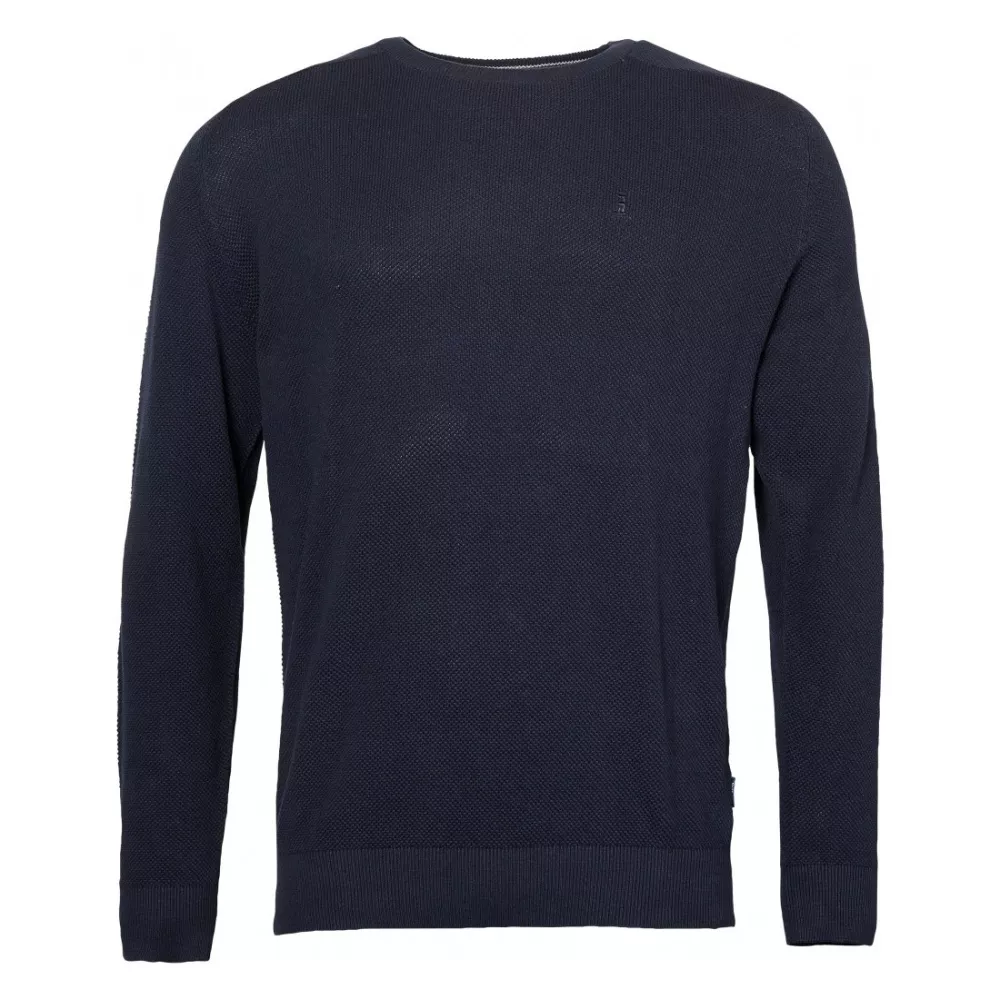 Pull col rond uni bleu marine coupe confort-4XL