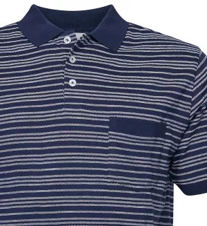 Polo North 56°4 Sustainable marine ligné blanc-2XL