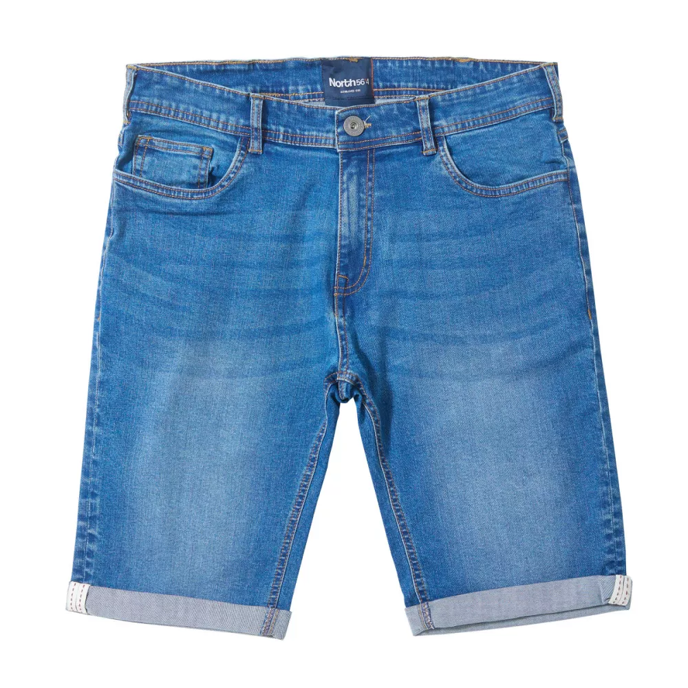 Short jeans denim stretch bleu clair délavé grande taille 38US - 56US-P38