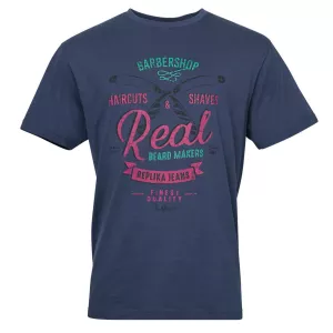 T-shirt Barbershop vintage bleu marine