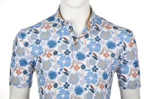 Polo blanc à fleurs col chemise manche courte de 3XL à 6XL
