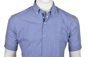 Chemise petits carreaux bleu manche courte de 3XL à 6XL