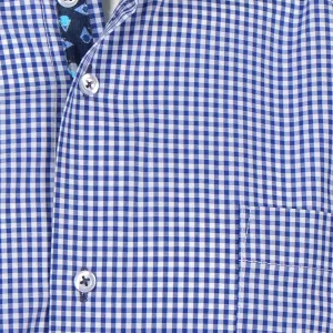 Chemise Eden Valley à petits carreaux bleu-4XL