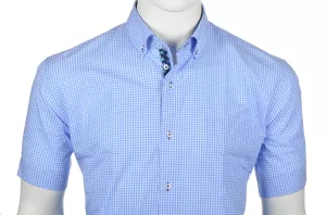 Chemise petits carreaux turquoise manche courte de 3XL à 6XL