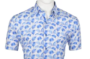 Chemise Fleur Bleu manche courte de 3XL à 6XL