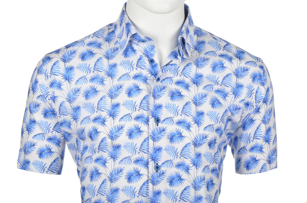 Chemise Fleur Bleu manche courte de 3XL à 6XL-6XL