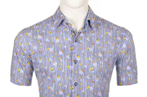 Chemise Eden Valley motifs lignée bleu