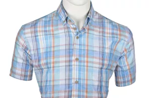 Chemise Grands carreaux bleu manche courte de 3XL à 6XL