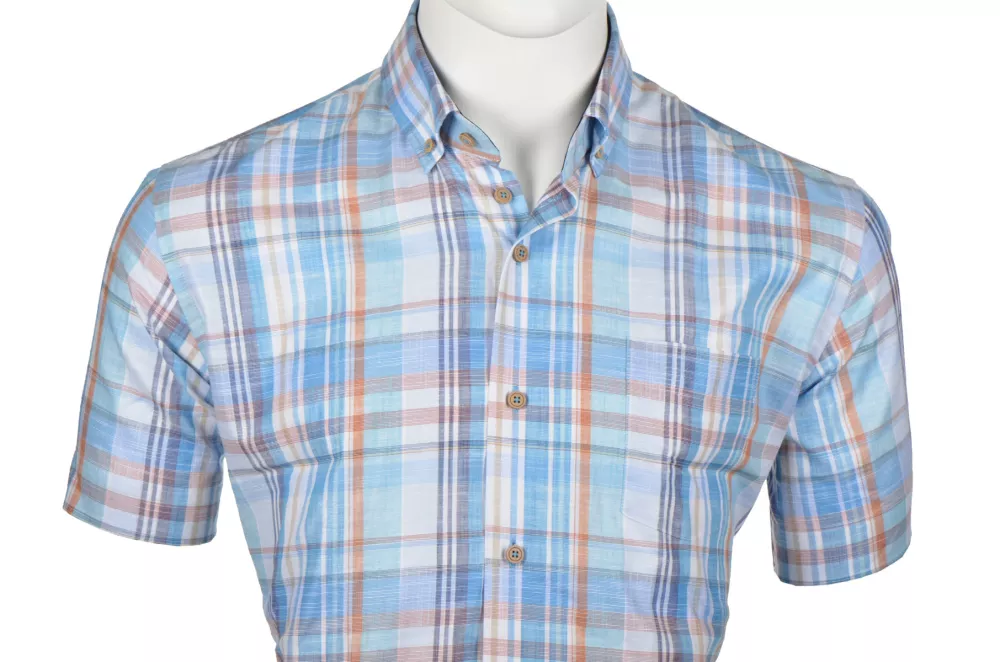 Chemise Grands carreaux bleu manche courte de 3XL à 6XL-6XL