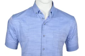 Chemise Eden Valley effet lin bleue