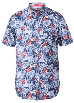 Chemise hawaïenne fleurie bleue et rouge-5XL