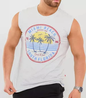 T-shirt D555 Miami Beach Mélange de gris clair-4XL