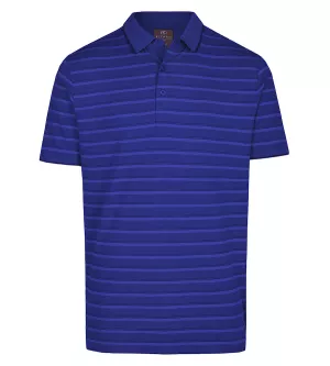 Polo rayé ton sur ton bleu indigo manches courtes