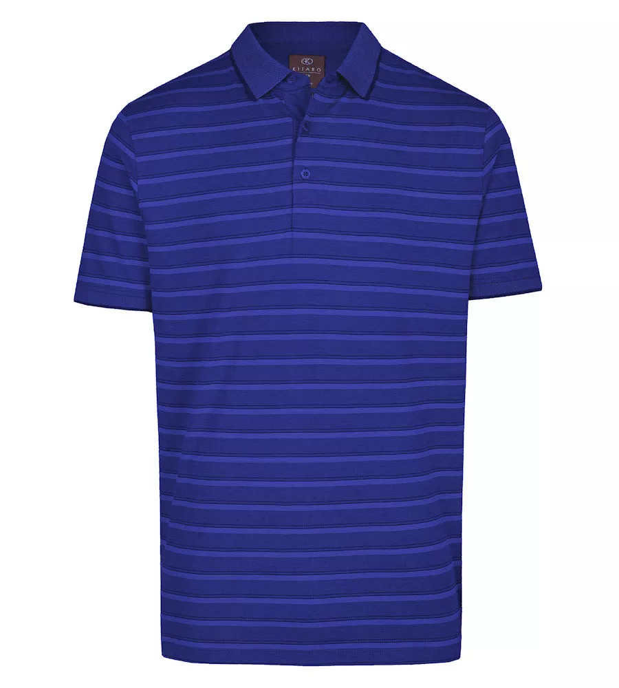 Polo rayé ton sur ton bleu indigo manches courtes-3XL