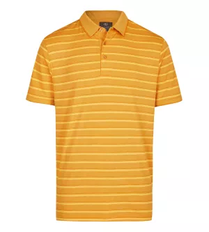 Polo rayé ton sur ton ocre manches courtes