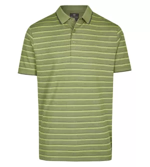 Polo rayé ton sur ton vert olive manches courtes