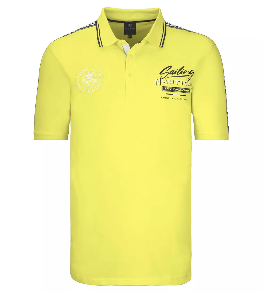 Polo manches courtes Jaune citron motif Sailing-3XL