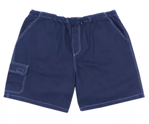 Bermuda jeans bleu délavé taille élastiquée