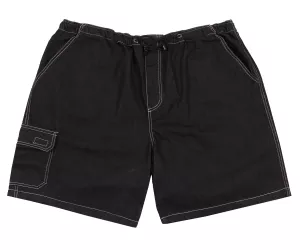 Bermuda jeans noir délavé taille élastiquée