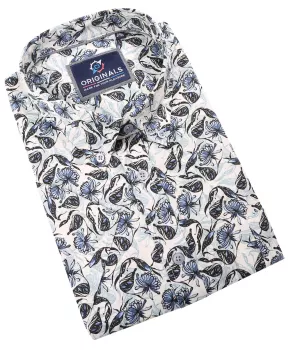 Chemise tropicale à fleurs bleue taille 4XL été - XXL4YOU