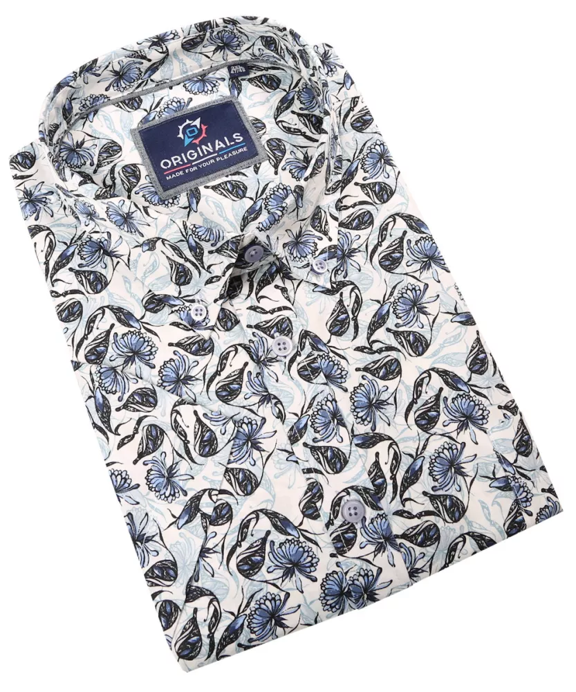 Chemise tropicale à fleurs bleue taille 4XL été - XXL4YOU-4XL