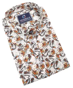 Chemise tropicale à fleurs orange foncée taille 4XL été - XXL4YOU