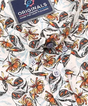 Chemise tropicale à fleurs orange foncée taille 5XL été - XXL4YOU-5XL