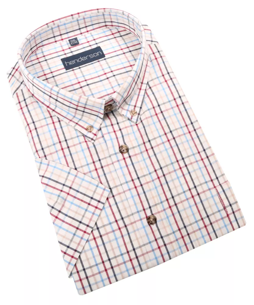 Chemise manche courte carreaux blanc-cassé de 2XL à 5XL-4XL