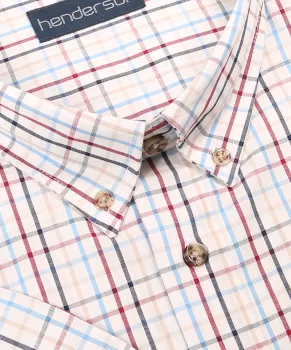 Chemise à carreaux blanc-cassé manches courtes-4XL