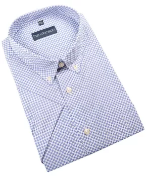 Chemise manches courtes bleue à motif discret
