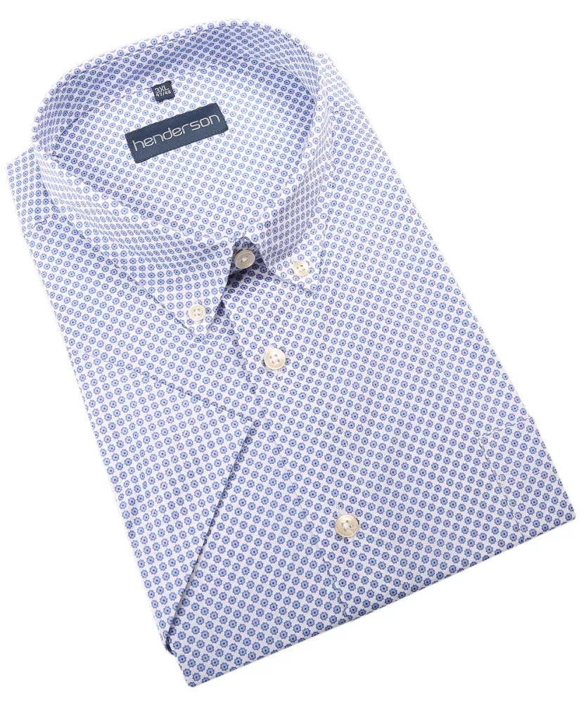 Chemise manches courtes bleue à motif discret-2XL