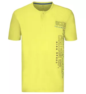 T-shirt manche courte col boutonné Jaune citron 3XL à 7XL