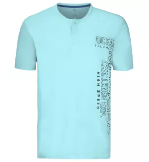 T-shirt manche courte col boutonné turquoise 3XL à 7XL