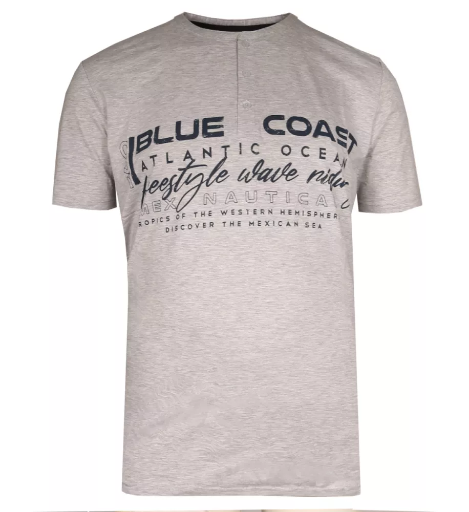 T-shirt manche courte col boutonné gris argenté 3XL à 6XL-6XL