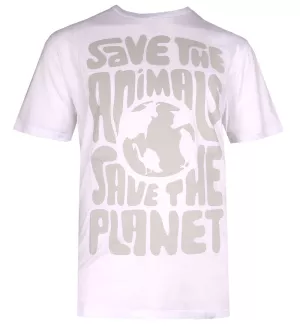 T-shirt blanc imprimé Save the Planet