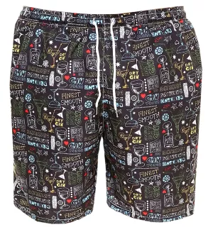 Short de bain motif Drinks noir Maxfort