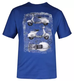 T-shirt imprimé Vespa rétro bleu-4XL