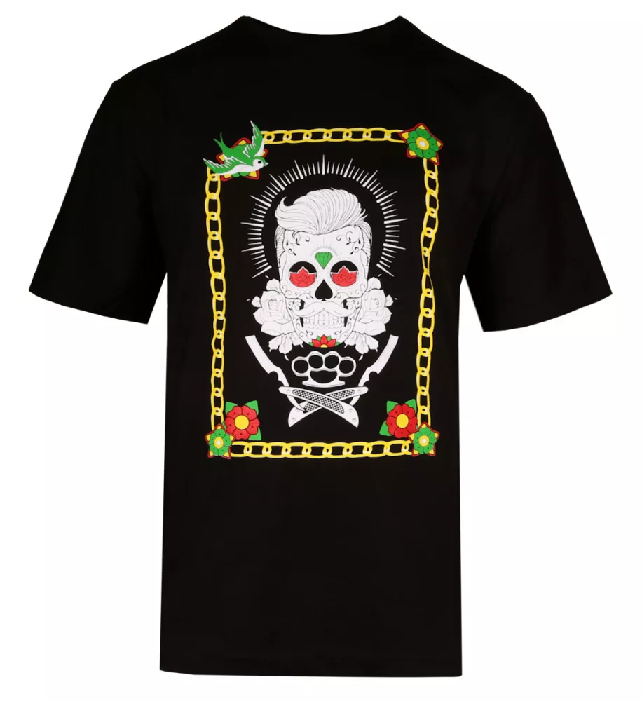 T-shirt manche courte noir de 3XL à 8XL - Barbier Skull-5XL