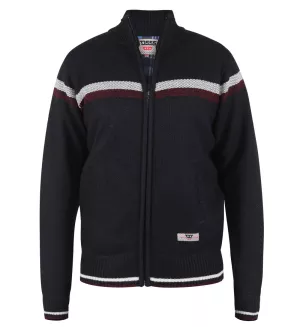 Pull cardigan Zippé bleu marine de 3XL à 6XL