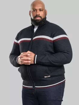 Pull cardigan Zippé bleu marine de 3XL à 6XL-3XL